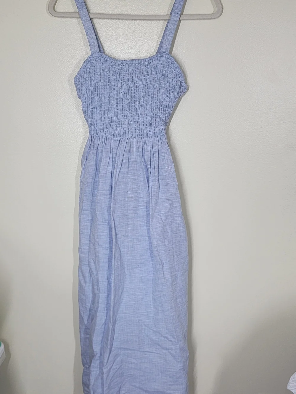 J. Crew Light Blue Smocked Midi Sundress